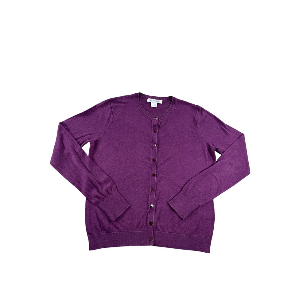 August Silk Womens Purple Long Sleeve Button Front Cardigan Sweater Size L